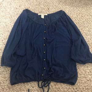 Navy See through Blouse